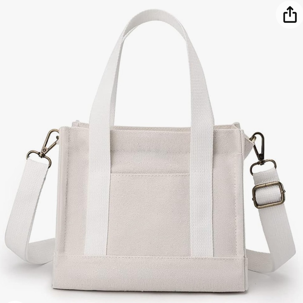 Mini cream canvas tote